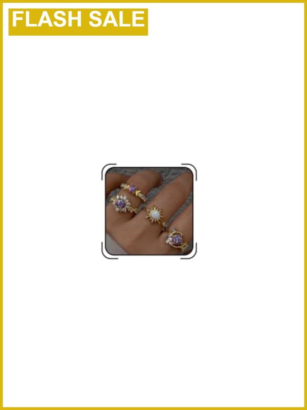 Chunky Stackable Star Moon Knuckle Rings Purple Crystal Thumb Ring Set